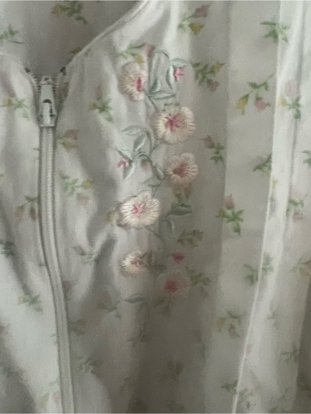 Miss Elaine Cream Nightgown with Pink and Green Floral Print - Picture 5 of 8
